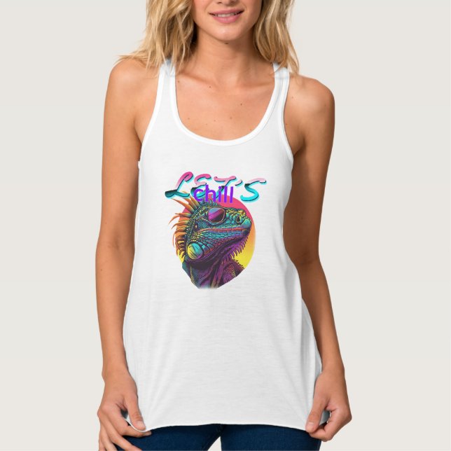 Débardeur Neon Iguana - Retro 80s Lizard Art (Devant)