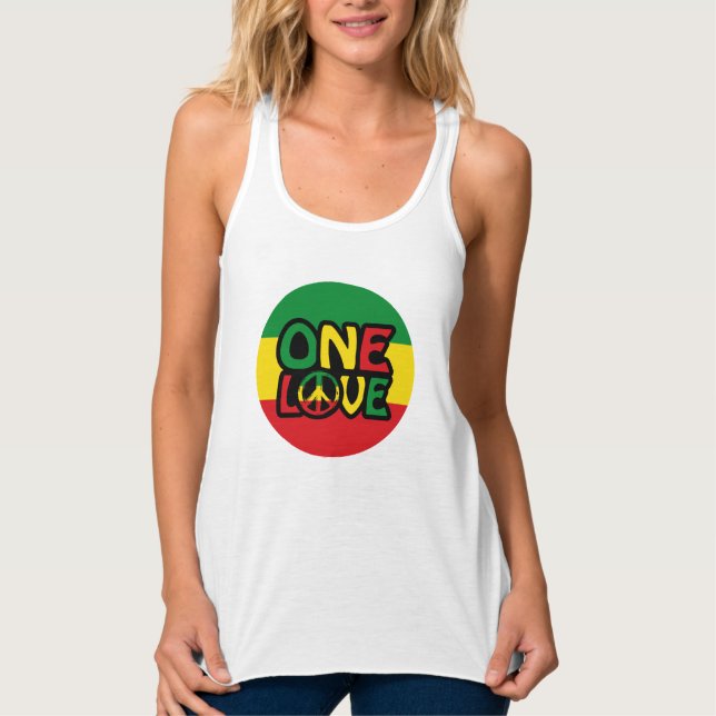 Débardeur One Love, Reggae design avec des couleurs reggae (Devant)