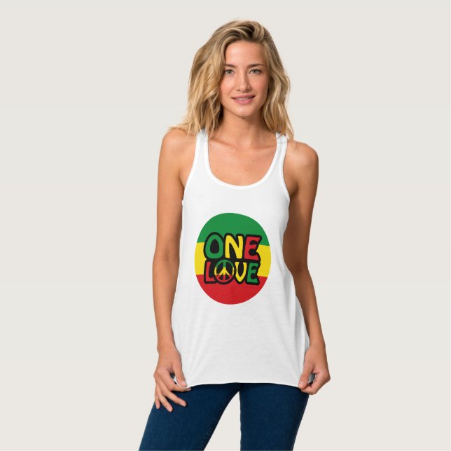 Débardeur One Love, Reggae design with reggae colors (Devant entier)