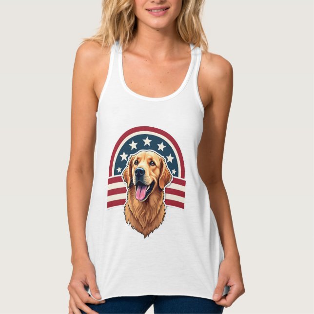 Débardeur Patriotic Golden Retriever Arc Layout Shirt 2 (Devant)
