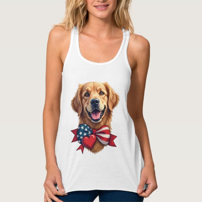 Débardeur Patriotic Golden Retriever Lover Vintage Shirt (Devant)