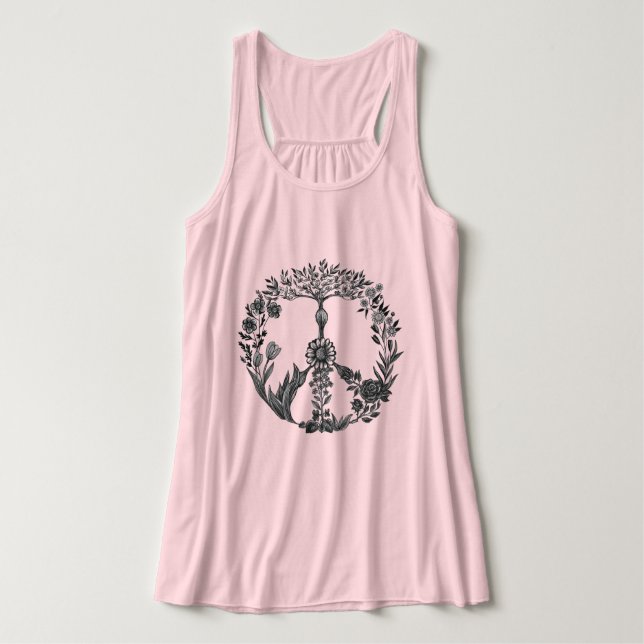 Débardeur Peace Floral Dessin Cute Boho Hippie Fleurs Art (Design devant)