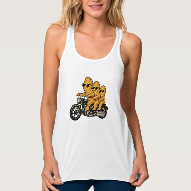 Débardeur Poulets nuggets drôles à moto (Devant)