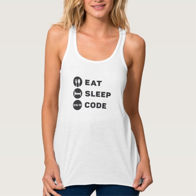 Débardeur Programme de code médical Eat Sleep code ICD (Devant)