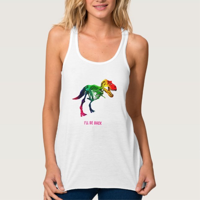 Débardeur Rainbow T Rex Funny Fossil Avec Votre Nom (Devant)