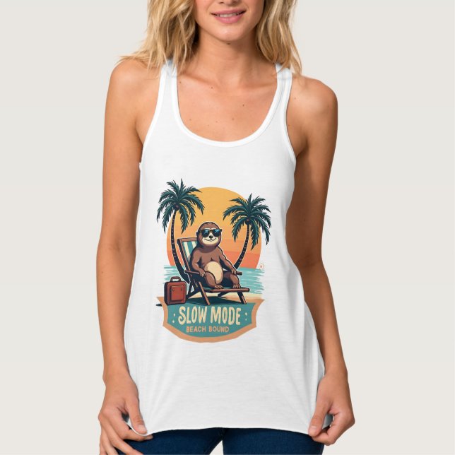 Débardeur Retro Sloth Vacation Shirt Funny Tropical Relax De (Devant)