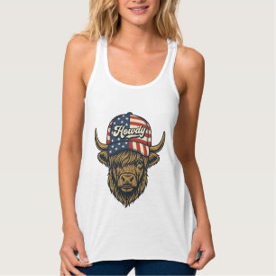 Débardeur Salut Vache Highland Patriotique Design Western Vi