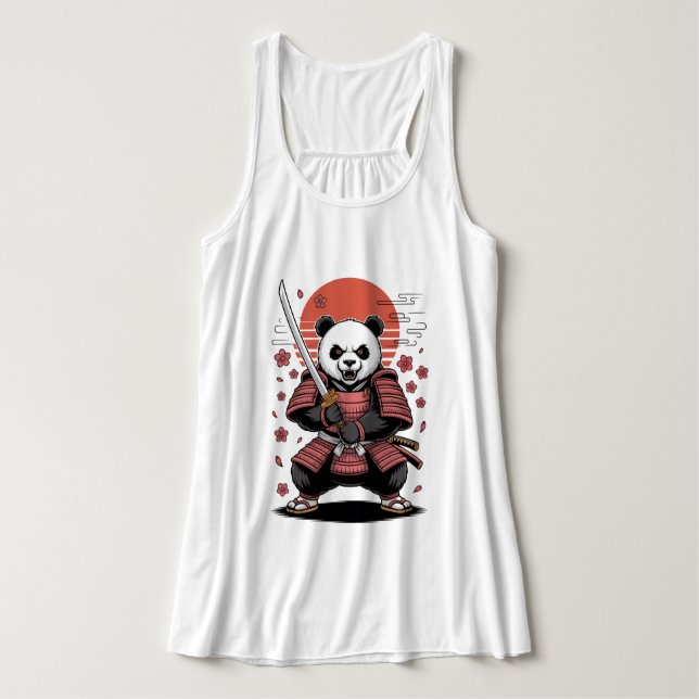 Débardeur Samurai Panda Bear Canvas Flowy Racerback Tank Top (Design devant)