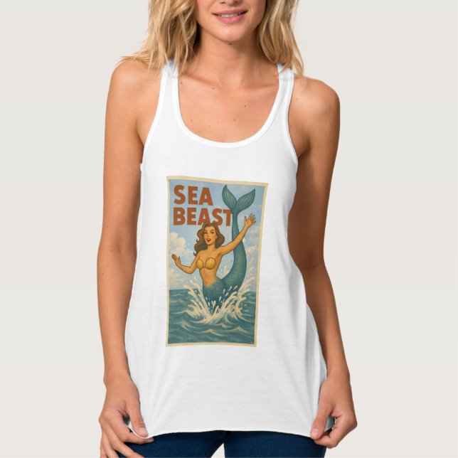 Débardeur Sea Beast Retro Mermaid | Funny Coastal Beach Life (Devant)