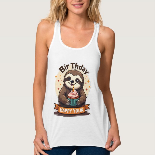 Débardeur Sloth Birthday Shirt Vintage Cake Animal Graphic (Devant)