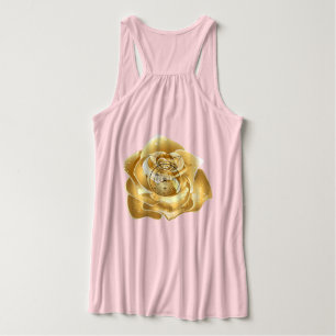 Débardeur sommet de citerne avec fleurs d'or et logo