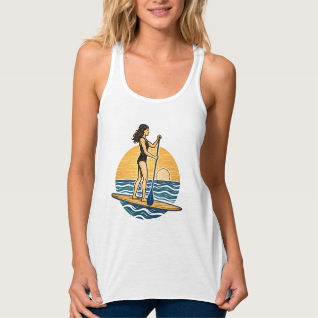 Débardeur SUP Pagaie Coucher de Soleil | Graphique de Plage  (Devant)