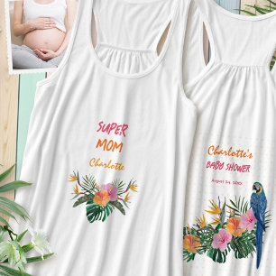 Débardeur SUPER MOM Impression de perroquet tropical pour Ba