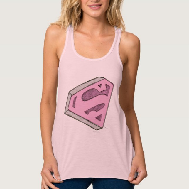 Débardeur Supergirl Sketched Pink Logo (Devant)