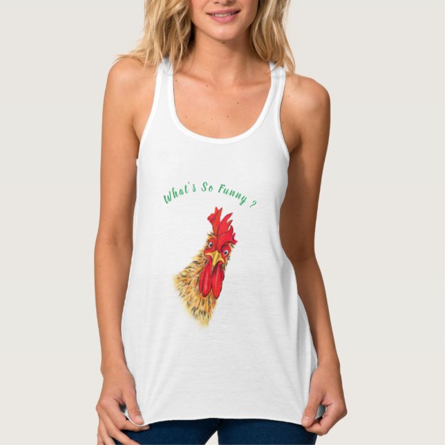 Débardeur Surprised Curious Rooster Playful Tank Top Funny (Devant)