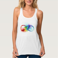 Symbole d'infini avec plume arc-en-ciel
