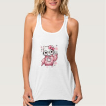 T-shirt avec lunettes de chat de dessin animé rose
