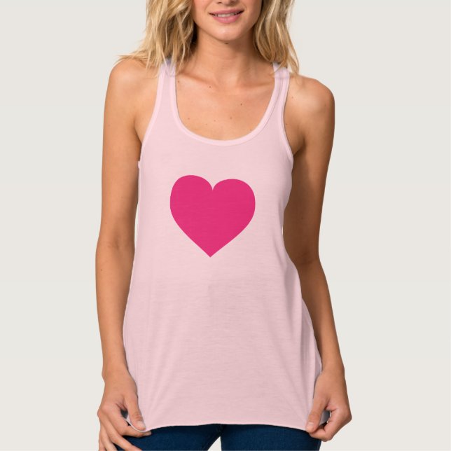 Débardeur T-shirt coeur rose chaud (Devant)