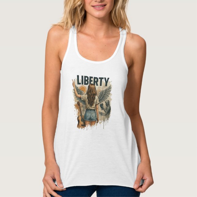 Débardeur T-shirt de filles inspirées par la liberté (Devant)