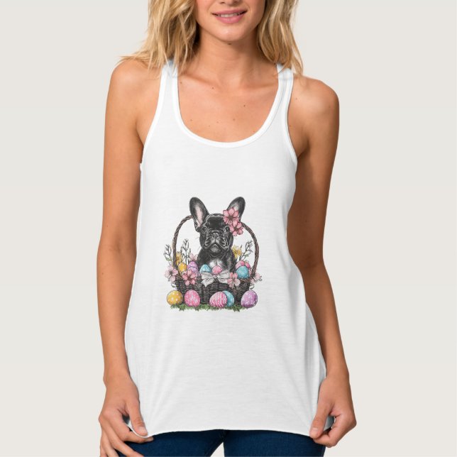 Débardeur T-Shirt Frenchie Dog Pâques Frenchie Dog Œufs Dess (Devant)