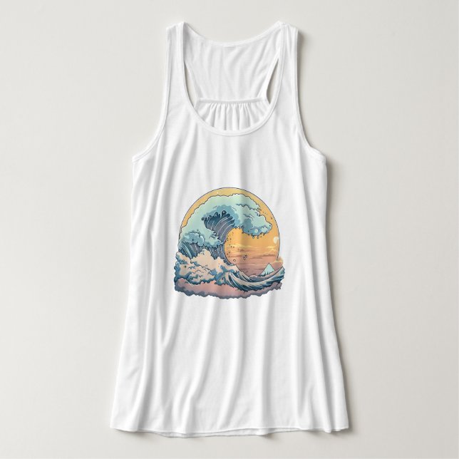 Débardeur T-shirt graphique Pastel Ocean Wave (Design devant)