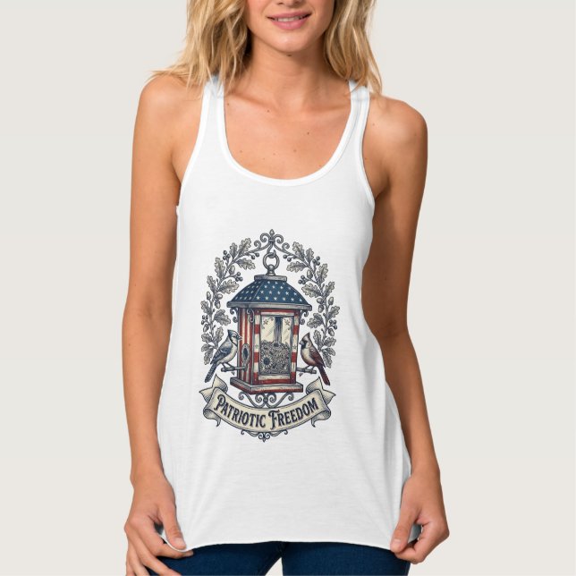 Débardeur T-shirt graphique vectoriel de mangeoire à oiseaux (Devant)