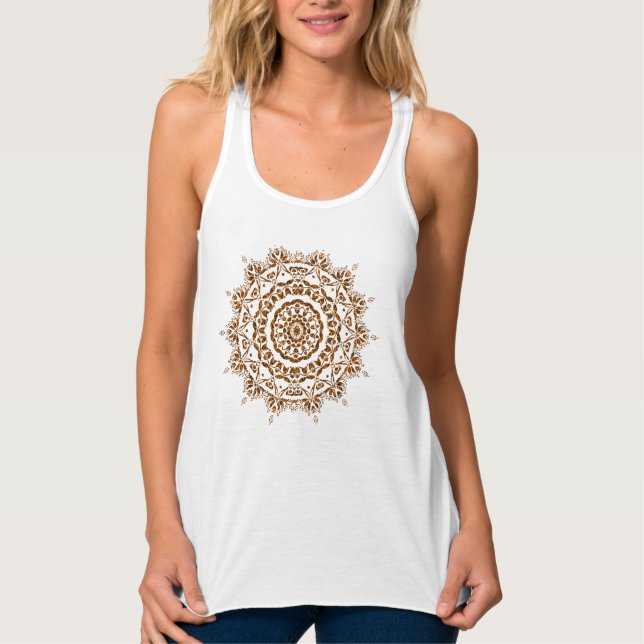 Débardeur T-shirt mandala d'or (Devant)