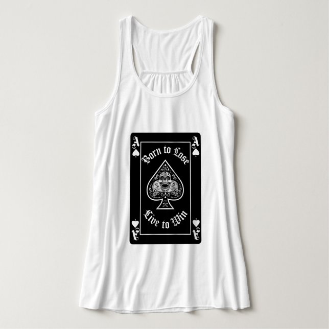 Débardeur T-shirt pour femmes avec carte à jouer As de pique (Design devant)