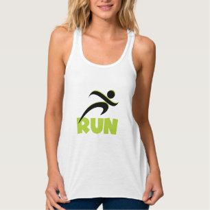 Débardeur T-shirt texte vert ressort customisé RUN