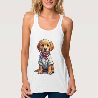 Débardeur T-shirt vintage Golden Retriever patriote chiot US
