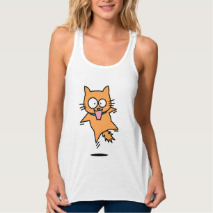 Débardeur Tabby orange chat effrayé saut surpris fun nerveux