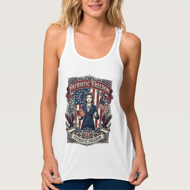 Débardeur Tee-shirt graphique vectoriel enseignant patriotiq (Devant)