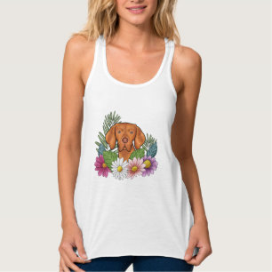 Débardeur Tête de chien Vizsla hongrois et fleurs sauvages c