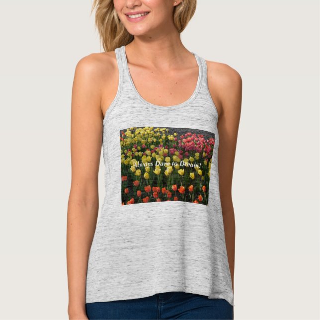 Débardeur Top plat floral (gris) Oser toujours rêver (Devant)