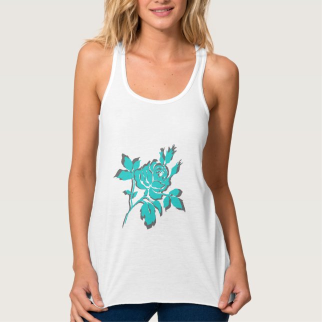 Débardeur TURQUOISE-& GRAY ROSE-_Tank de femme (Devant)