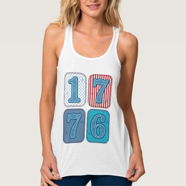 Débardeur Vintage 1776 Patchwork Patriotique (Devant)