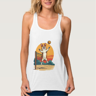 Débardeur Volleyball Corgi Vintage Illustration Vectoriel Co