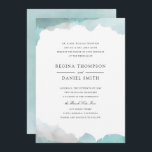 Debonair Turquoise Faire-part de mariage<br><div class="desc">Un élégant design d'invitation à un mariage avec une bordure d'eau couleur turquoise clair peinte sur un arrière - plan blanc conçu par Shelby Allison.</div>