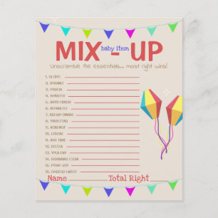 Débrouiller Mix-up Baby items Party Game Card