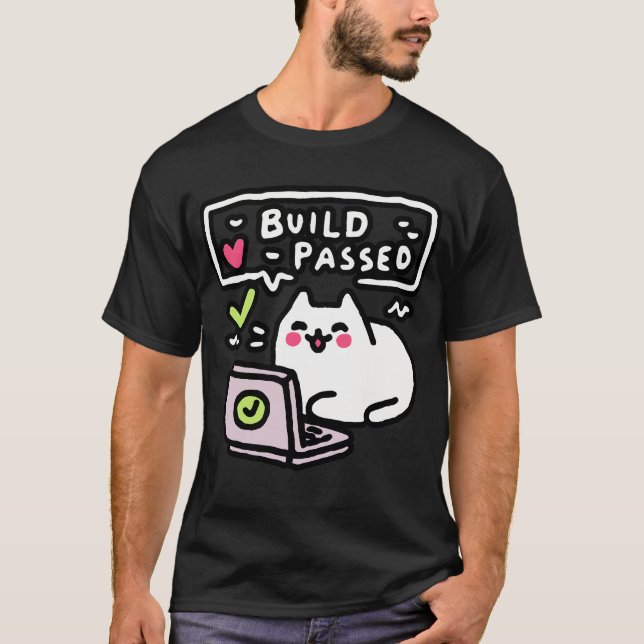 Debug Cat T-shirt – "Build Passed" Graphic for Cod (Devant)