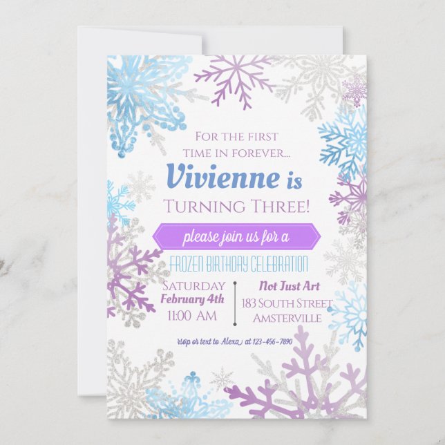 Début du printemps Snowflakes Invitation Anniversa (Devant)