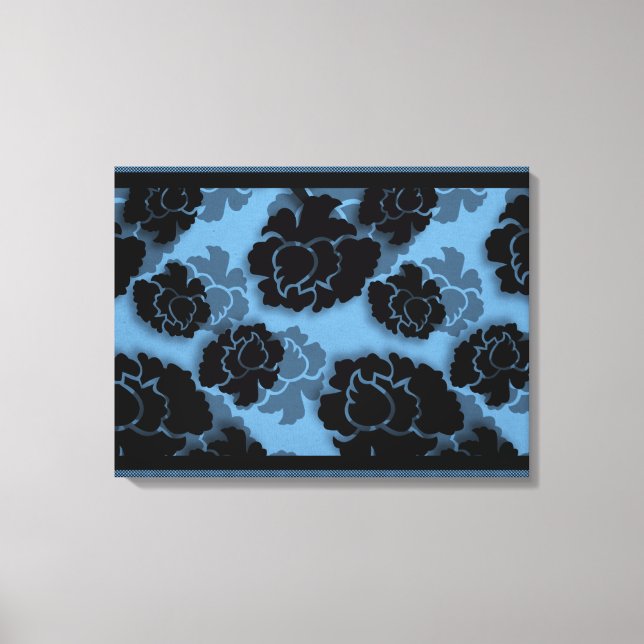 Décadence florale grossière Toile enveloppée, Bleu (Recto)