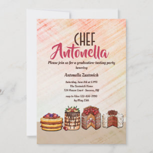 Décadent Desserts Chef Graduation Party Invitation