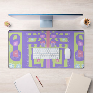 Décal Floral Ethnic Print Purple Vert Blanc