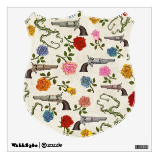 Décalque de mur doux d'armes à feu et de roses