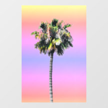 Arbre de palmier Ombre bleu rose jaune Décor