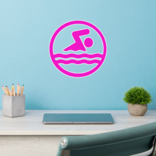 Décalque Mural Équipe de natation rose Nage et plongée sur mesure