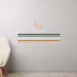 Décalque Mural Monogramme à rayures rétro chic<br><div class="desc">Vous recherchez la parfaite décoration murale personnalisée ? Un design minimaliste monogramme avec de grandes initiales typographiques dans une police classique avec votre nom ci-dessous et des rayures chic rétro couleur arc-en-ciel. Ajoutez votre libellé personnalisé à cette conception à l'aide des cases "Modifier ce modèle de conception" situées à droite...</div>