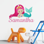 Décalque Mural Nom personnalisé Mermaid Child Room<br><div class="desc">Cette conception peut être personnalisée dans la zone fournie en modifiant la photo et/ou le texte. Vous pouvez également le customiser en cliquant sur Personnaliser ce Modèle, puis en choisissant l'option cliquer pour customiser et supprimer ou modifier la couleur de l'arrière - plan, ajouter du texte, modifier la couleur ou...</div>