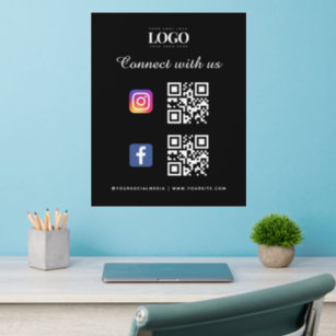 Décalque Mural Social Media Qr Code Logo Facebook Instagram Black
